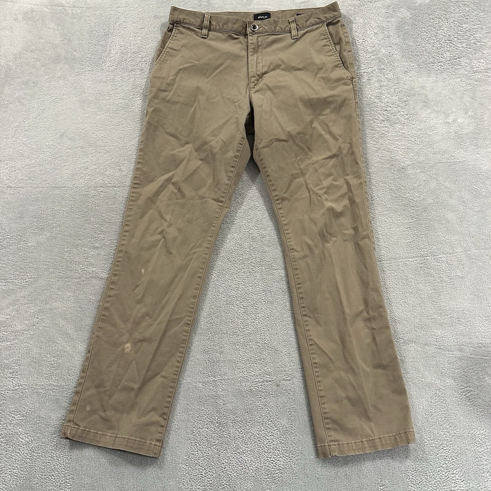 RVCA Weekend Stretch Chino Pants Men 34 Straight Leg Beige Office Casual